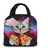 Space Cat Pizza Insulated Lunch Bag Portable Thermal Cooler Box Reusable Picnic Tote Bento Bag for Women Kids Work School Travel
