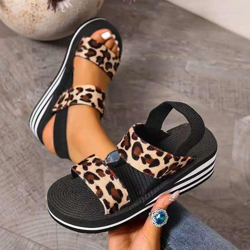 Platform sandals women's black and white summer eva soft sole light and comfortable outer wear women's sandals fake hemp rope