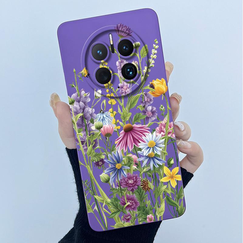 For Huawei Mate 50 50 Pro 50E Phone Case Mate50 Cover Fashion Simplicity Flowers Soft Liquid Silicone Shell For Mate50Pro Fundas