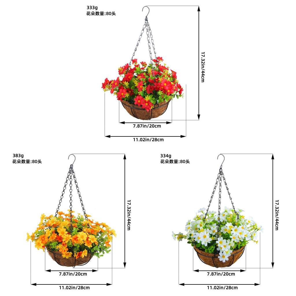 Artificial Flower Hanging Basket With Silk Flowers For Home Decor And Living Room Display