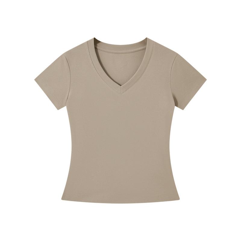 Casual White Cotton Blend Vneck Tshirt For Teen Girls Summer Wear