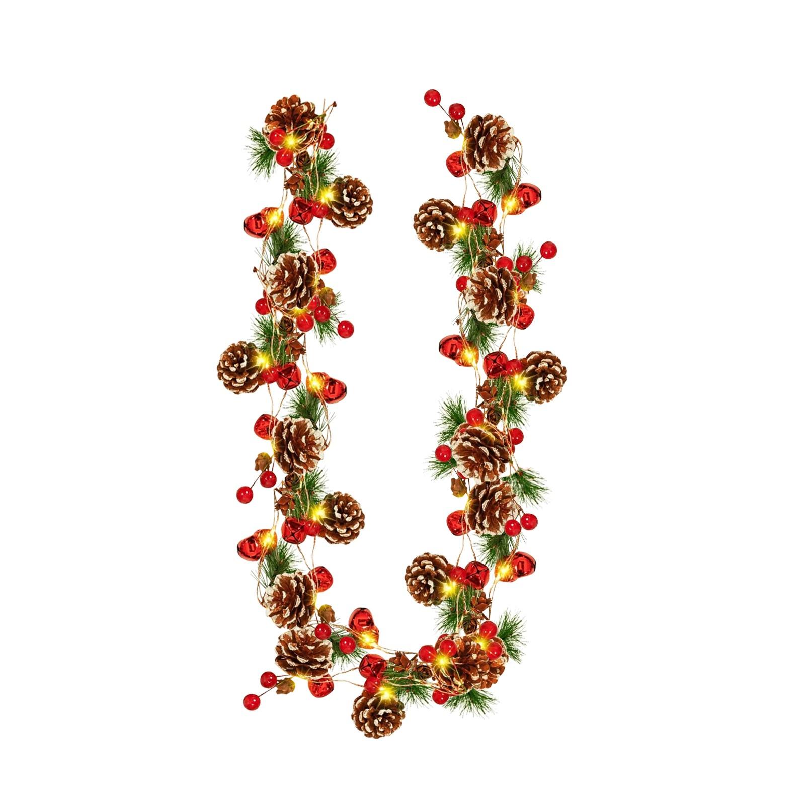 

Рождественский ротанг, зашифрованные рождественские украшения из ротанга, дверные украшения из ротанга, 9 футов 50 лампочек One Size зелёный