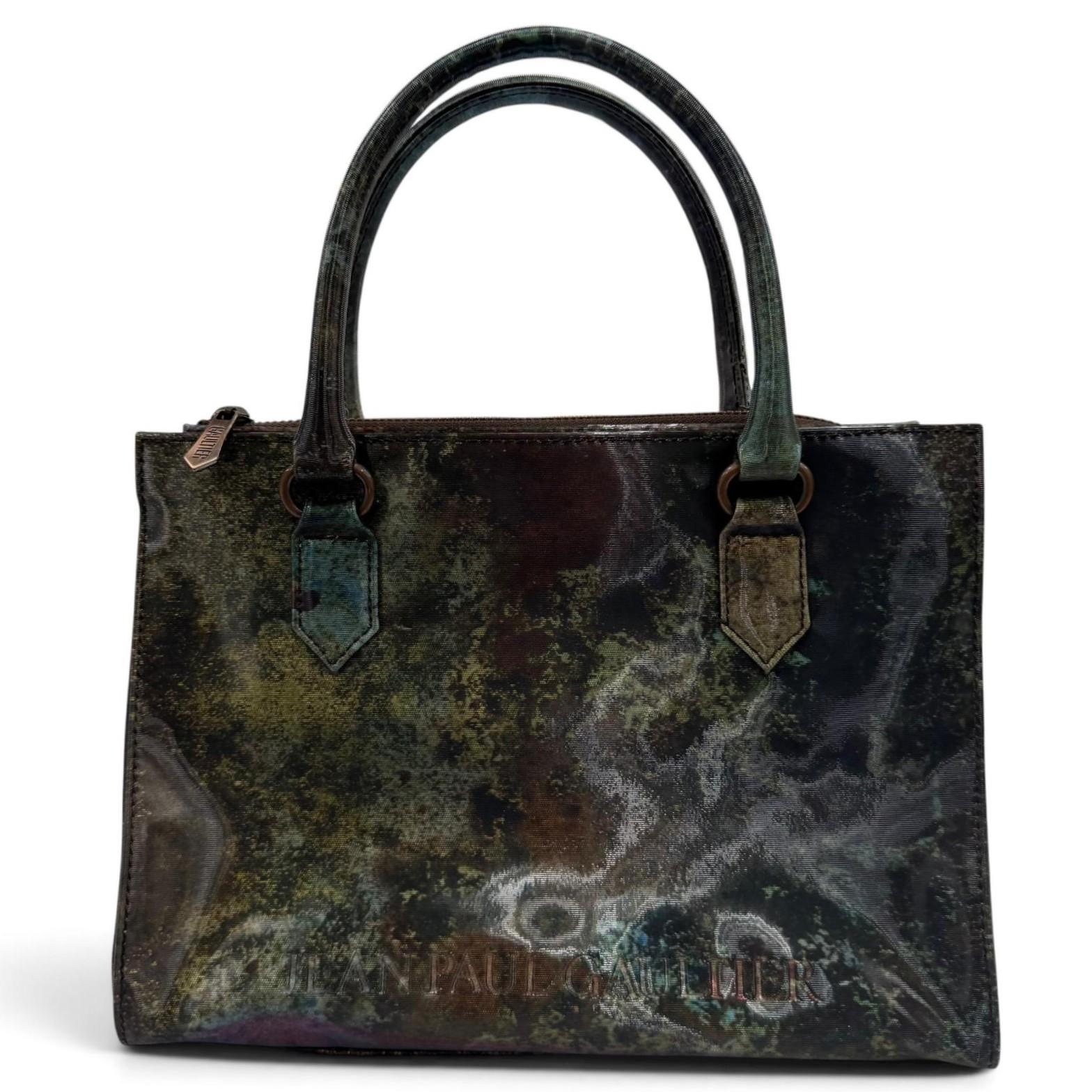 Excellent JEAN-PAUL GAULTIER Handbag Logo design V-Cyber Green system Women Used