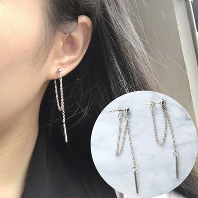 Korean Jewelry Women Long Tassel Drop Earrings Chain Metal Texture Dangle Brincos Statement Earrings Bijoux Gift EB126