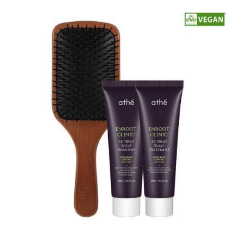 

Athe Подарочный набор из настоящих деревянных щеток для кожи головы (Включает шампунь и кондиционер 40 мл × 2)