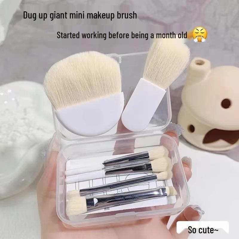 Portable 6-Piece Travel Makeup Brush Set for Beginners - Includes Mini Powder, Contour, Concealer, and Stippling Brushes