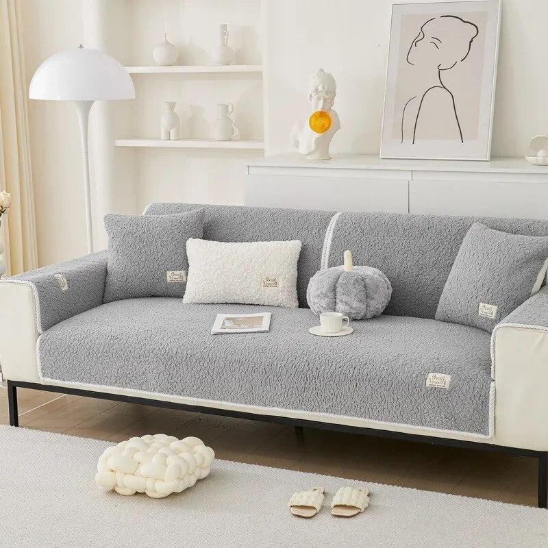 New High-grade Sense Thickened Cushion Sofa Cover Cover Cloth Towel Non-slip Sofa Cushion Plush  Winter