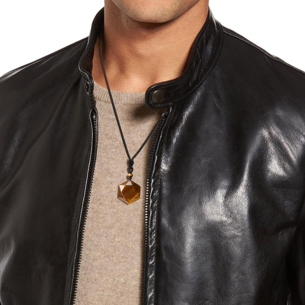 COAI Hexagram Tiger Eye Lucky Charm Power Stone Pendant for Men and for Financial Business and Business Adjustable Length [COAI] Women, Luck, Luck,