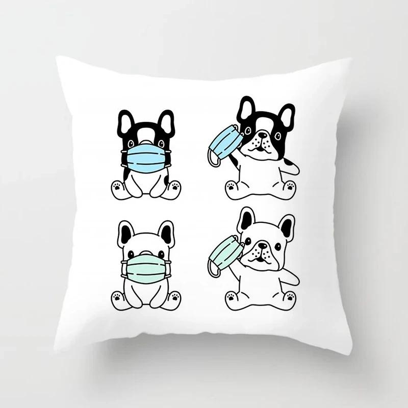 French Bulldog Cushion Cover Sofa Dogs Pillow Cover for Home Decoration Sofa Chair Cars Decorative Pillows Pillowcase X