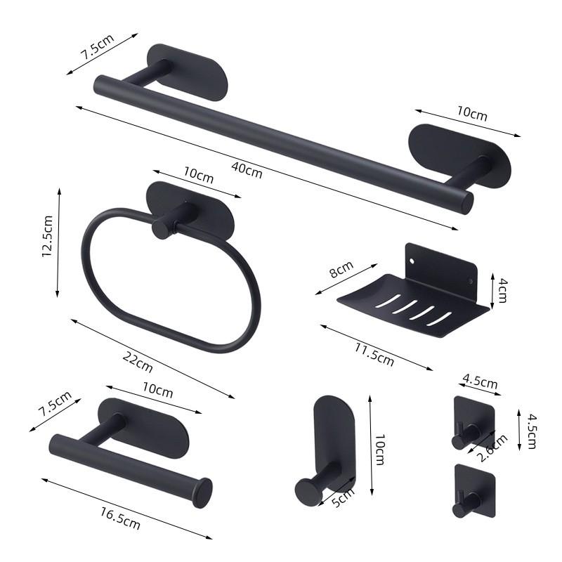 Stainless Steel No-Drill Towel Ring Holder Set Bathroom Wall Mount 4/5/7 Piece Kit In Black Gold