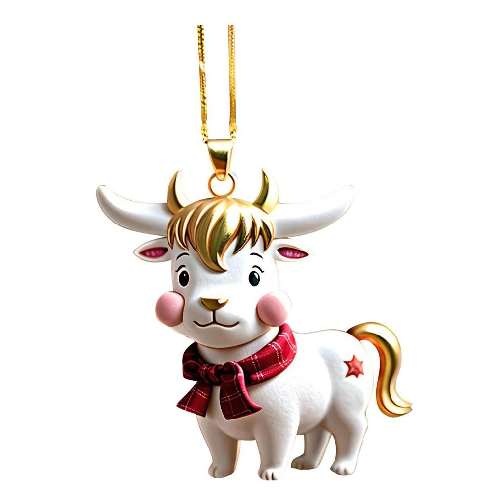

Cow Acrylic Whimsical Christmas Hanging Decoration For Interior Vehicle червоний