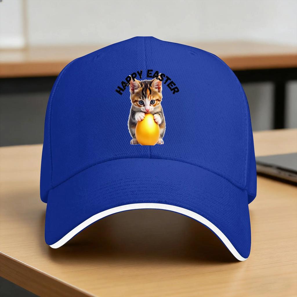 Sweet Kitty With Easter Egg Baseball Cap Yk Cute Unisex Adult Trucker Hat Breathable Design Kpop Rock Snapback Cap Birthday Gift
