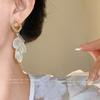 Silver Needle Geometric Shell Fringed Earrings French Exquisite Temperament Earrings Women's Elegant Fashion Earrings Design Sense Niche