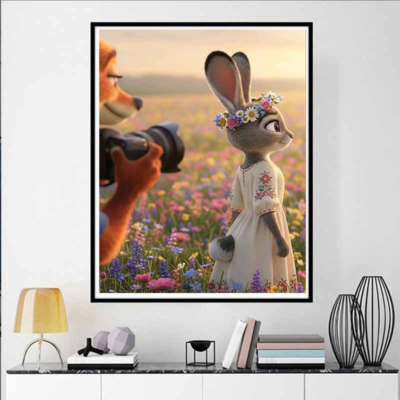 Disney Diamond Painting Judy and Nicks Spring Flower Field Cartoon Mosaic Diamond Cross Stitch DIY Gift Home Decor