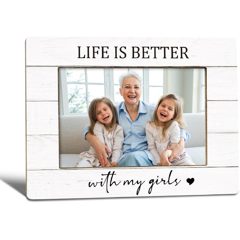Mother Daughter Picture Frames, Mother s Day Gift for Mom from Daughter/Granddaughter, Girl Mom Photo Frame 4x6, Life Is Better with My Girls Wooden