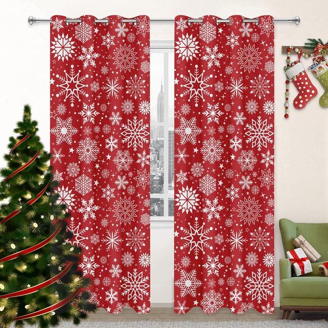 

Різдвяні штори для вітальні затемнена штора для спальні Естетичний декор Snowflake Drapes Para La Sala 2panels W101.5 X H213cm X 2