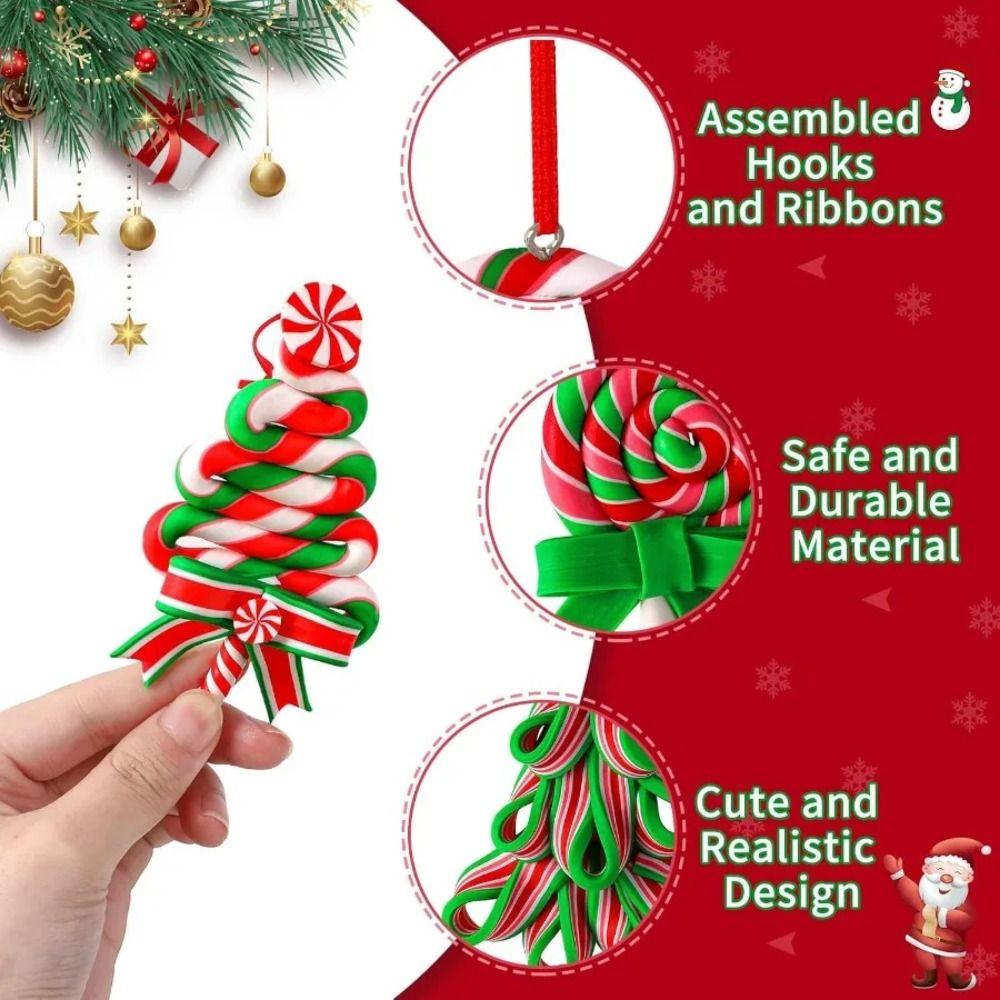 16/32Pcs Colorful Candy Cane Wooden Pendant Candy Cane Hanging Decoration  Xmas Party Supplies