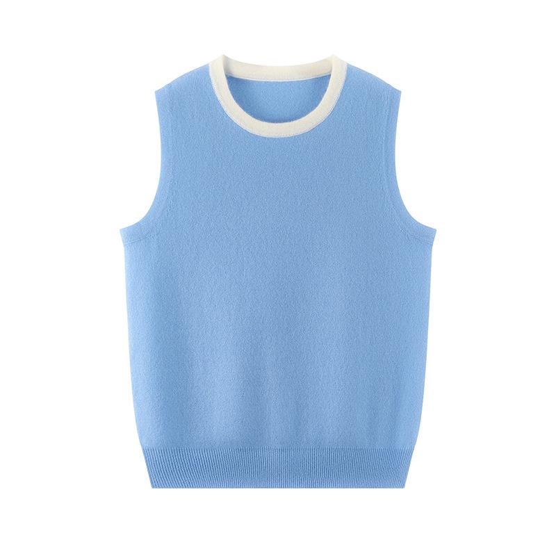 Autumn/Winter Cashmere Color Block Sleeveless Knit Vest