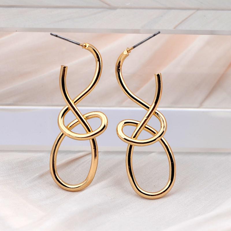Vintage Metal Knitted Dangle Earrings for Women Personalized Fashion Distorted Irregular Geometry Drop Earrings Punk Zircon