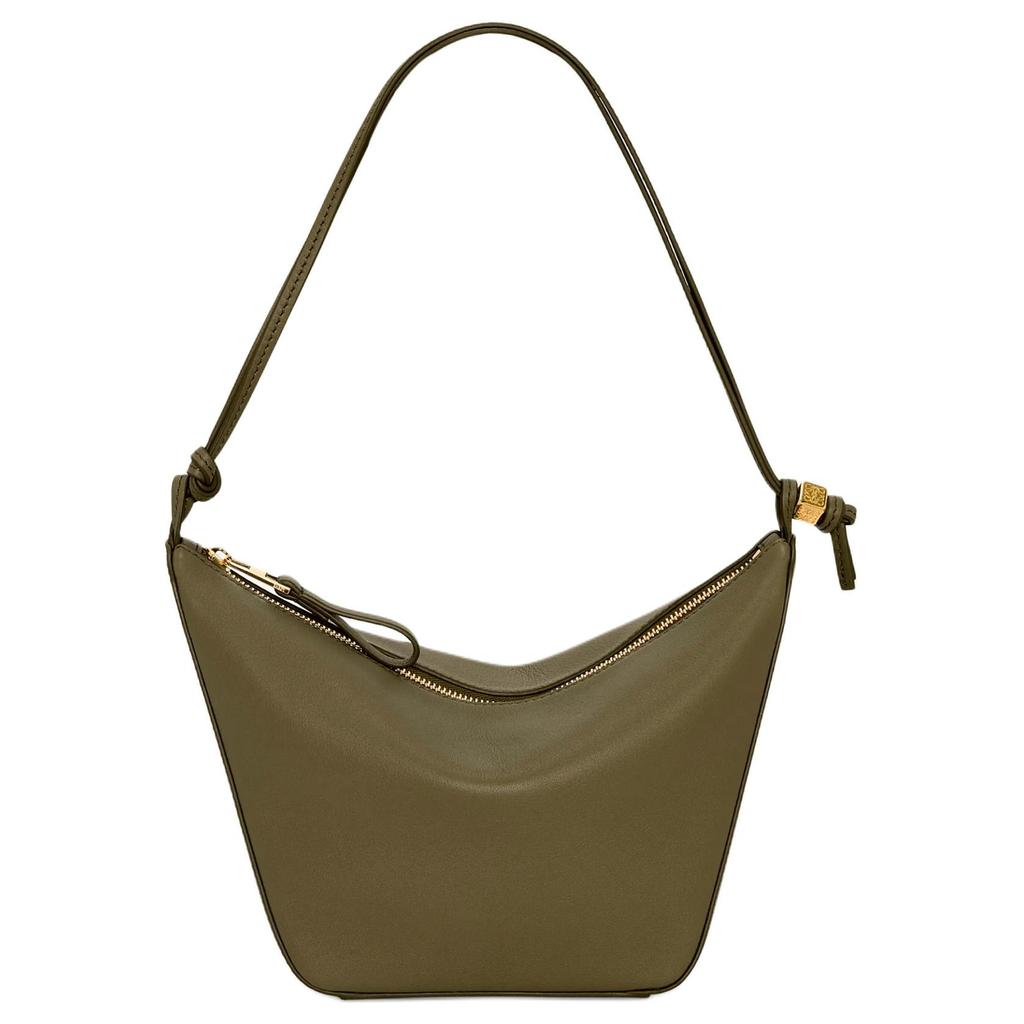 Loewe Hammock Hobo Embossed Letter Puzzle Zipper Closure Leather Hobo Bag Mini Women Bags Dark-Khaki-Green A538G13X01-3969