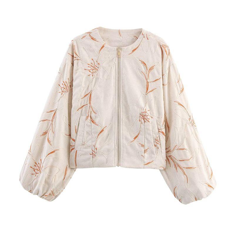 Kaslead New Women clothes Western Style Simple and Versatile Embroidery Fashion Crop jacket Outerwear