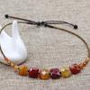 GEMCHIC Damen Naturachat Schal Halskette Geometrischer Stein Choker Verstellbares Kordel Anhänger zur Abdeckung von Schilddrüsen Narben