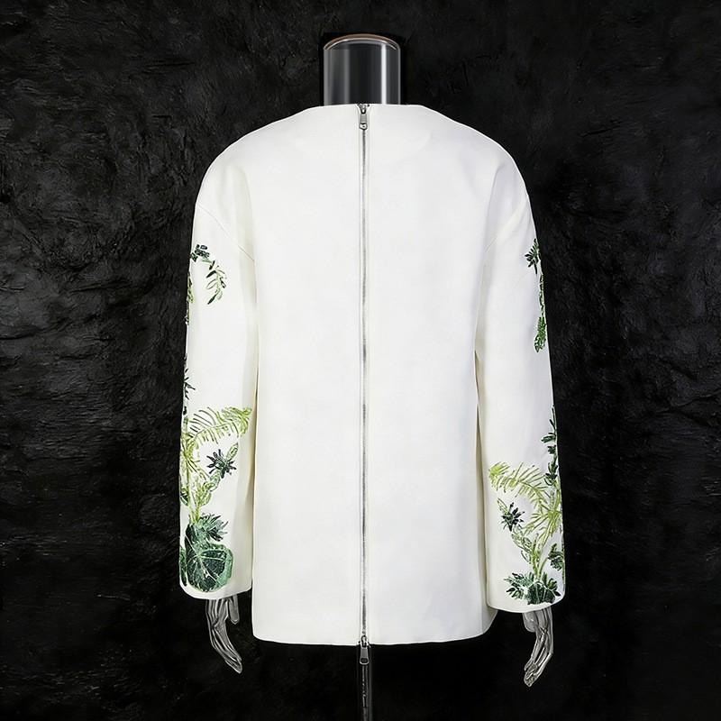 National Style Retro Printed Suit Women's Letter Collar Loose Long-sleeved Top + Mid-waist Slimming Micro-pants