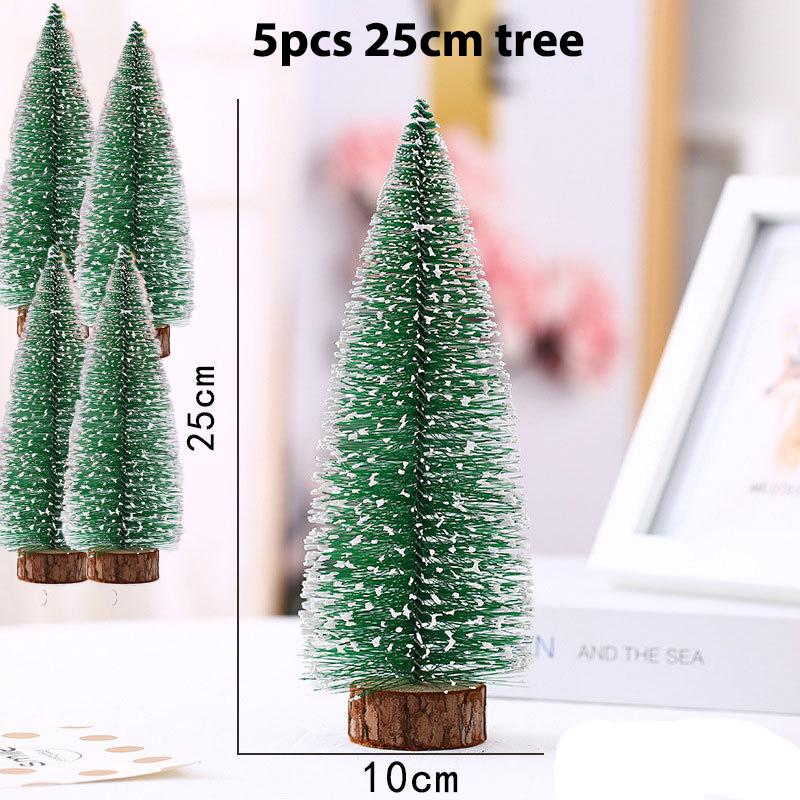 5pcs Mini Christmas Trees Green Tower Pine Cedar Desktop Artificial Christmas Tree for Xmas Party DIY Home Decors 10/15/20/25cm