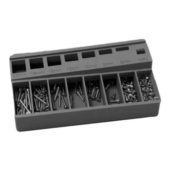 Лоток для сортировки болтов M3 с 7 измерительными прорезями. Коробка для сортировки длины прецизионных винтов M3. Органайзер для мелких деталей и крепежных деталей. серый