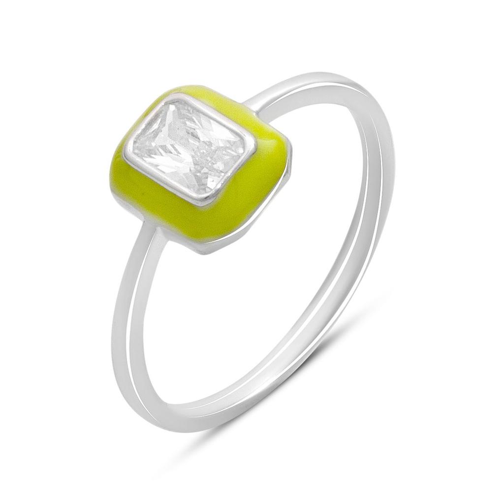 Серебряное кольцо с фианитами, емаллю, вес изделия 1,82 гр (60002239)