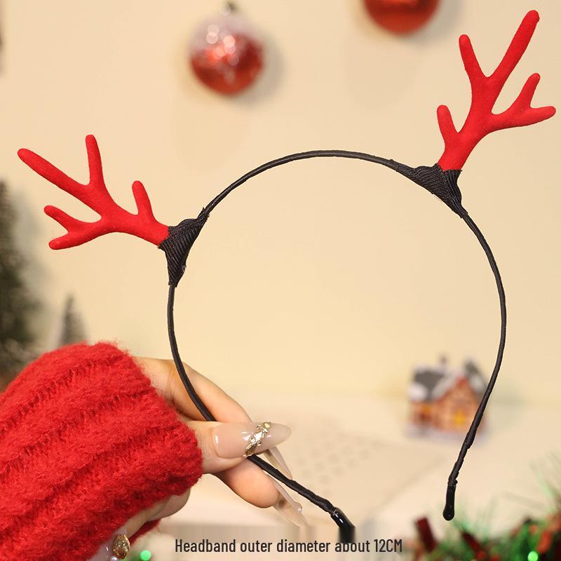 

Рождественский ободок с рогами 2025 - Женские праздничные аксессуары для волос