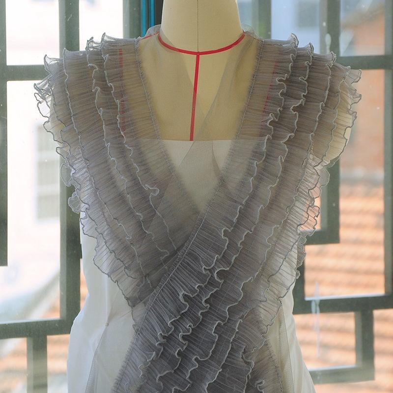 17cm wide 5-layer organ pleated mesh fluffy wavy edge lace DIY Girl Princess Doll dinner dress skirt for easy sewing accessories