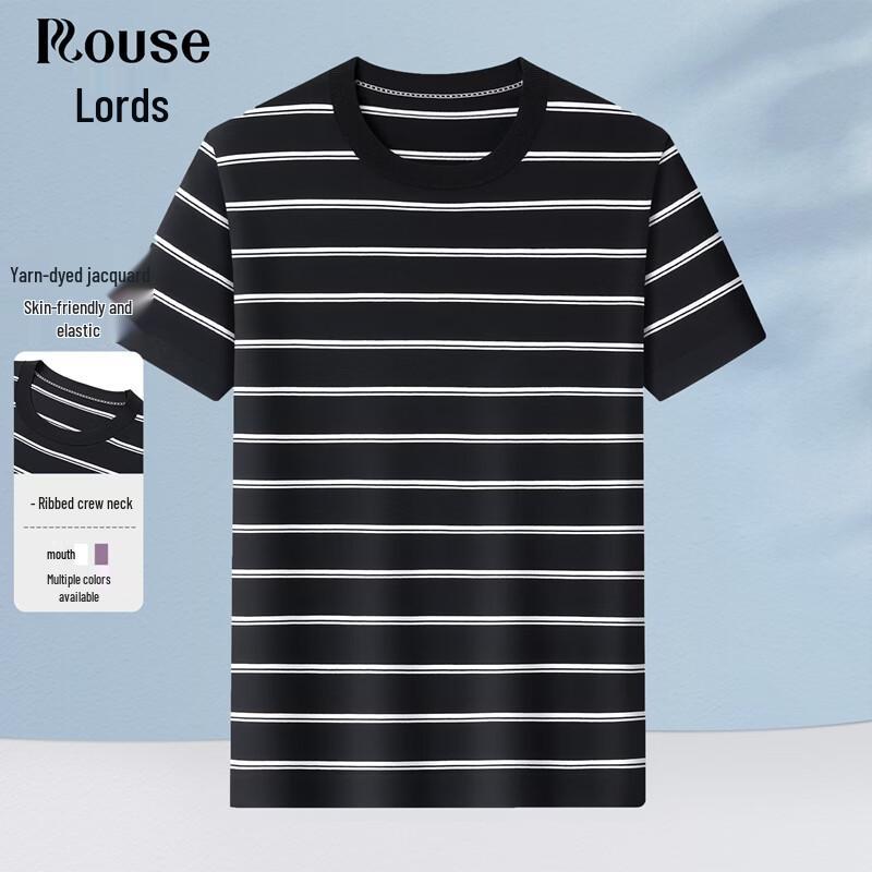 Luotz Men s Striped Round Neck Short Sleeve T-Shirt 2XL