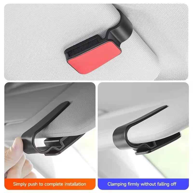 Car Glasses Holder Universal Car Visor Sunglasses Holder Clip Leather Eyeglasses Hanger and Ticket Card Clip Eyeglasses Mount