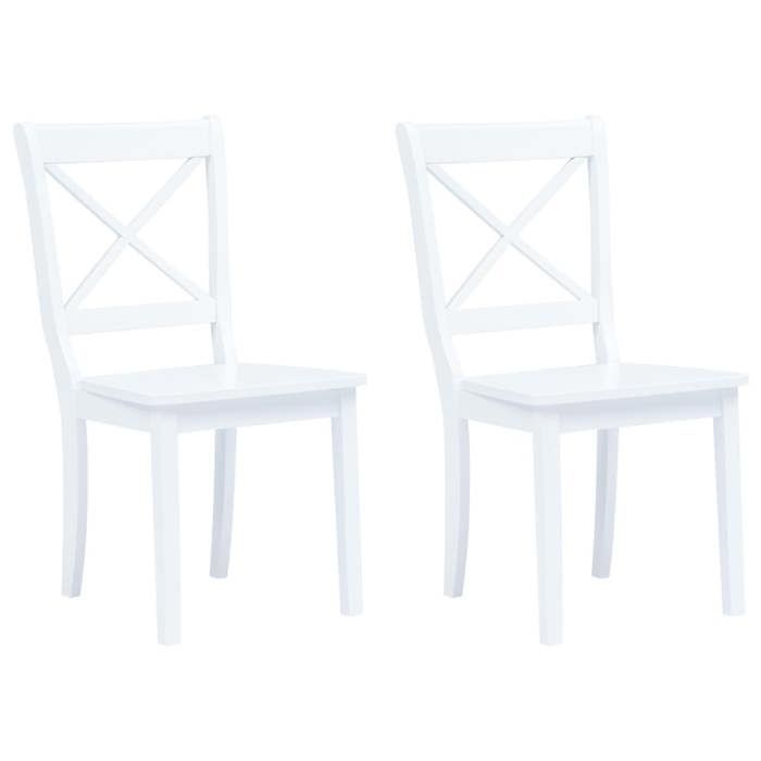 VidaXL 2x Bois d'Hévéa Massif Chaises de Salle à Manger Chaises à Dîner Chaises de Repas Chaises de Cuisine Chaises de Salon 247356