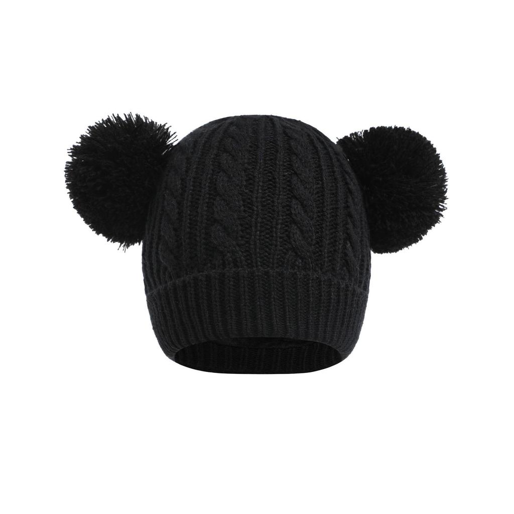 Hot-Selling Infant & Toddler Knit Hat with Warm Lining and Double Pom-Poms