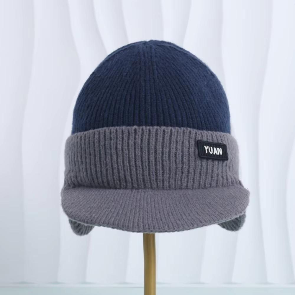 

Knit Baseball Cap Winter Thermal Coldproof Ear Protection Cap Dual Tone Versatile Windproof Hat Outdoor Sports Couples Hats темно-синий