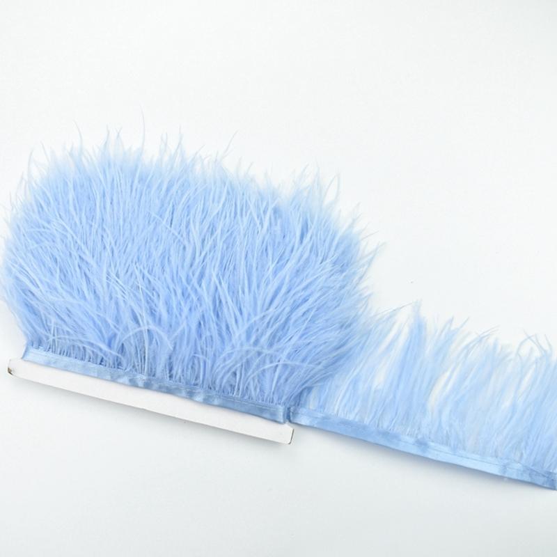 Feather1Meters High Quality Ostrich Feathers On Tape Ribbon Fringe Trim 8-10cm DIY Sewing Trimmings Flecos White Feather Dress Clothes