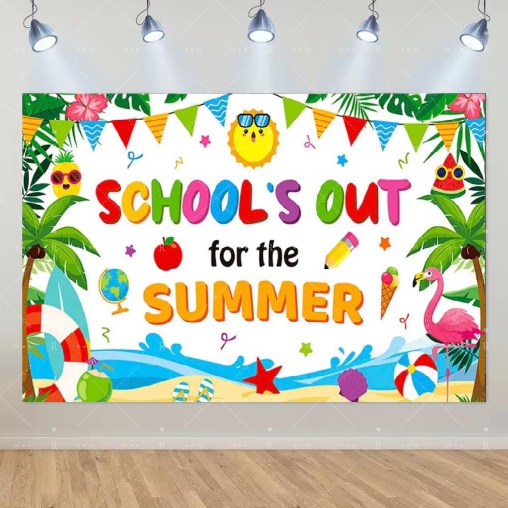 School's Out for Summer Theme Background Summer Pool Party Decoration Backdrop Baby Shower Props Photography Banner Supplies