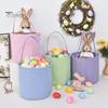 Gingham Easter Bucket for Kids Nursery Storage Bag New Baby Gift Basket with Handle for Easter Egg Hunts Parties