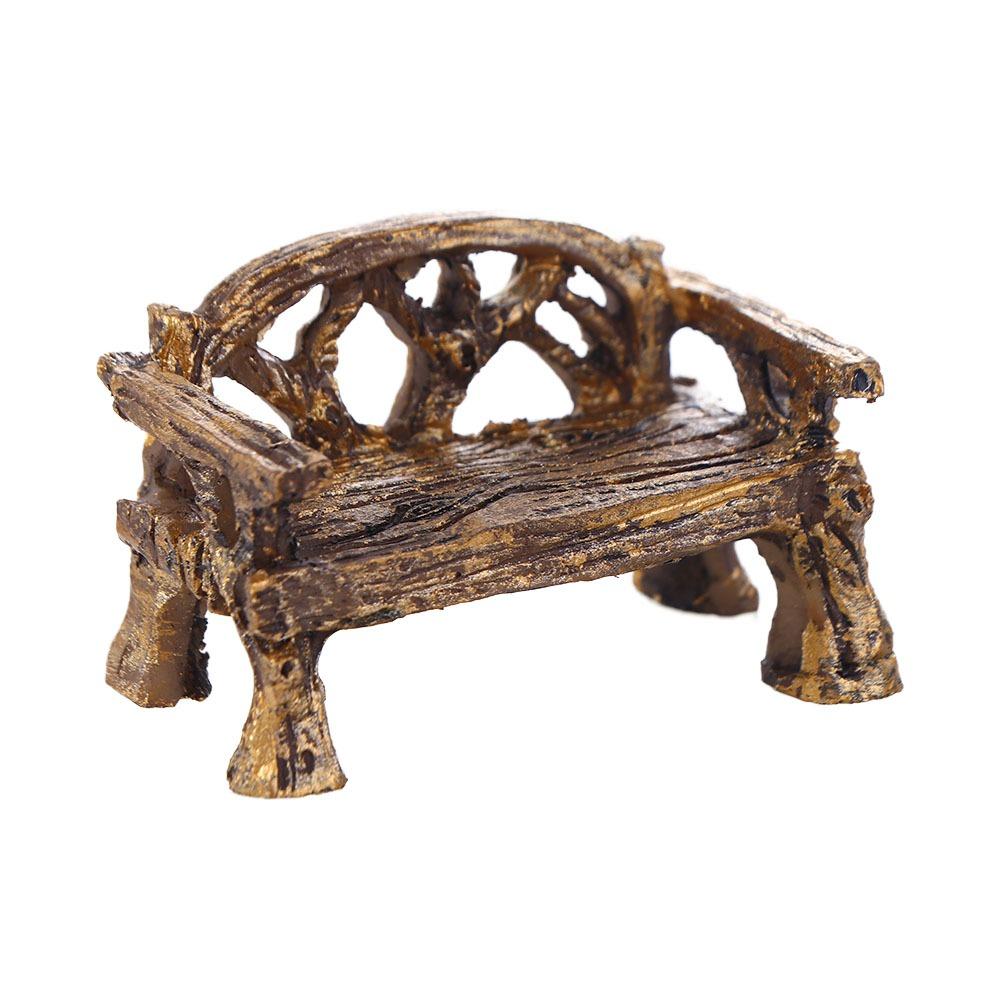 Garden DIY Craft Resin Bench Miniature Park Seat Ornaments Furniture Figurines Lawn Chairs Set