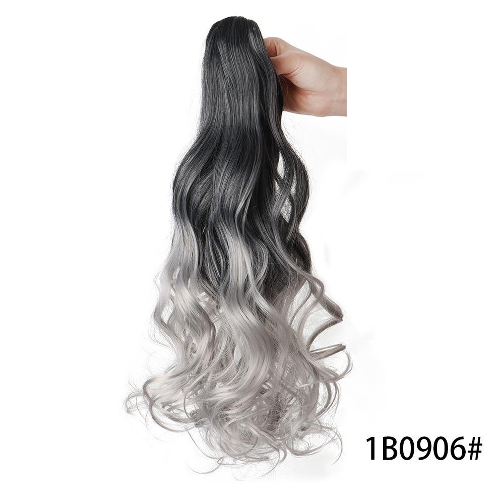 Corn Perm Long Wavy Curly Ponytail Ombre Pony Tail Hairpiece Claw Clip Ponytail Wig Daily