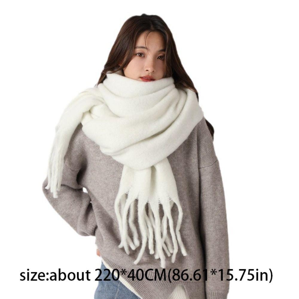Classic Mohair Plaid Wool Scarf Tassel Winter Cashmere Scarves Korean Style Thicken Long Shawl Girl