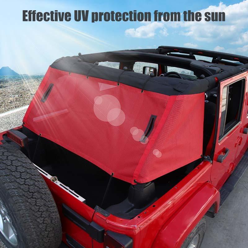 Car Rear Trunk Sunshade Mesh Sunscreen Cover for Jeep Wrangler JK 4-Door Version Exterior Accessories, UV Protection