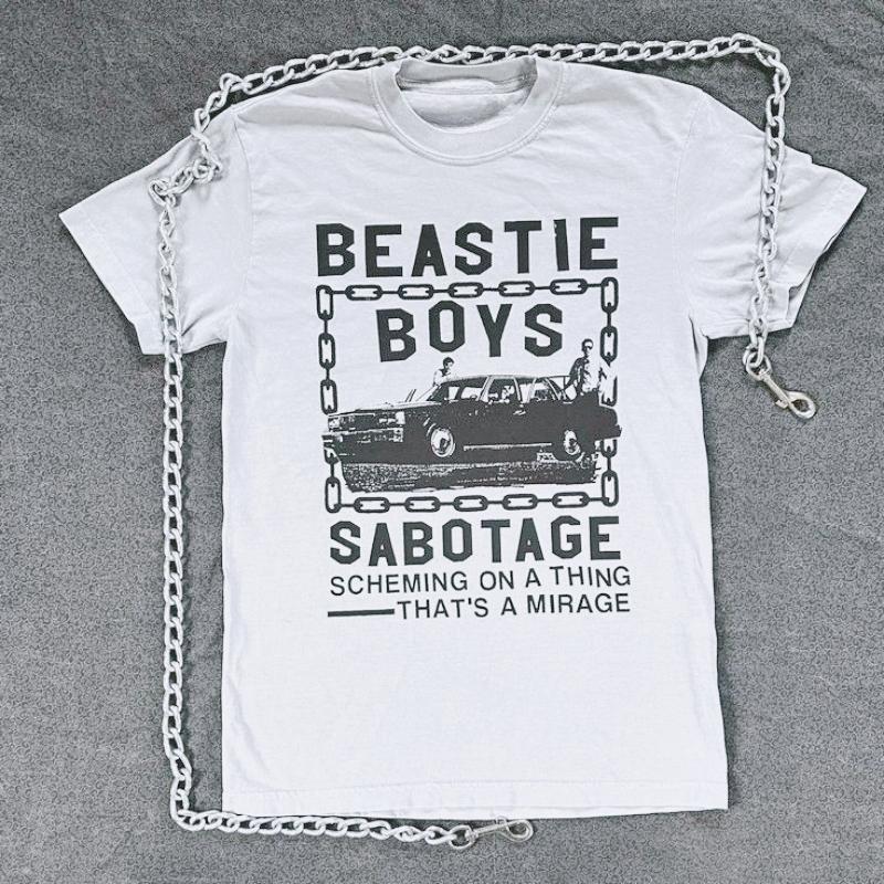 Beastie Boys Band 90s Sabotage White Short Sleeve Unisex T Shirt 2026 New Cotton Summer Arrivals Men s Clothing Women s T Shirt S разноцветный