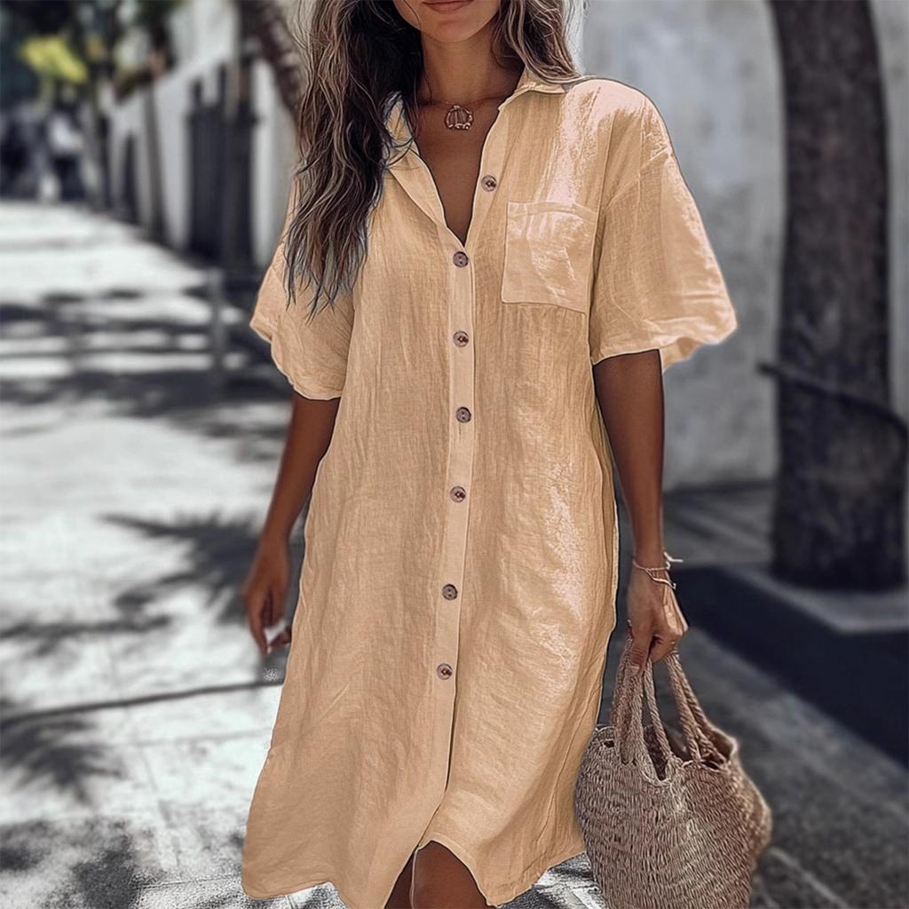 Women's Casual Short-sleeved Regular-length Plus-size Open Cardigan Dress