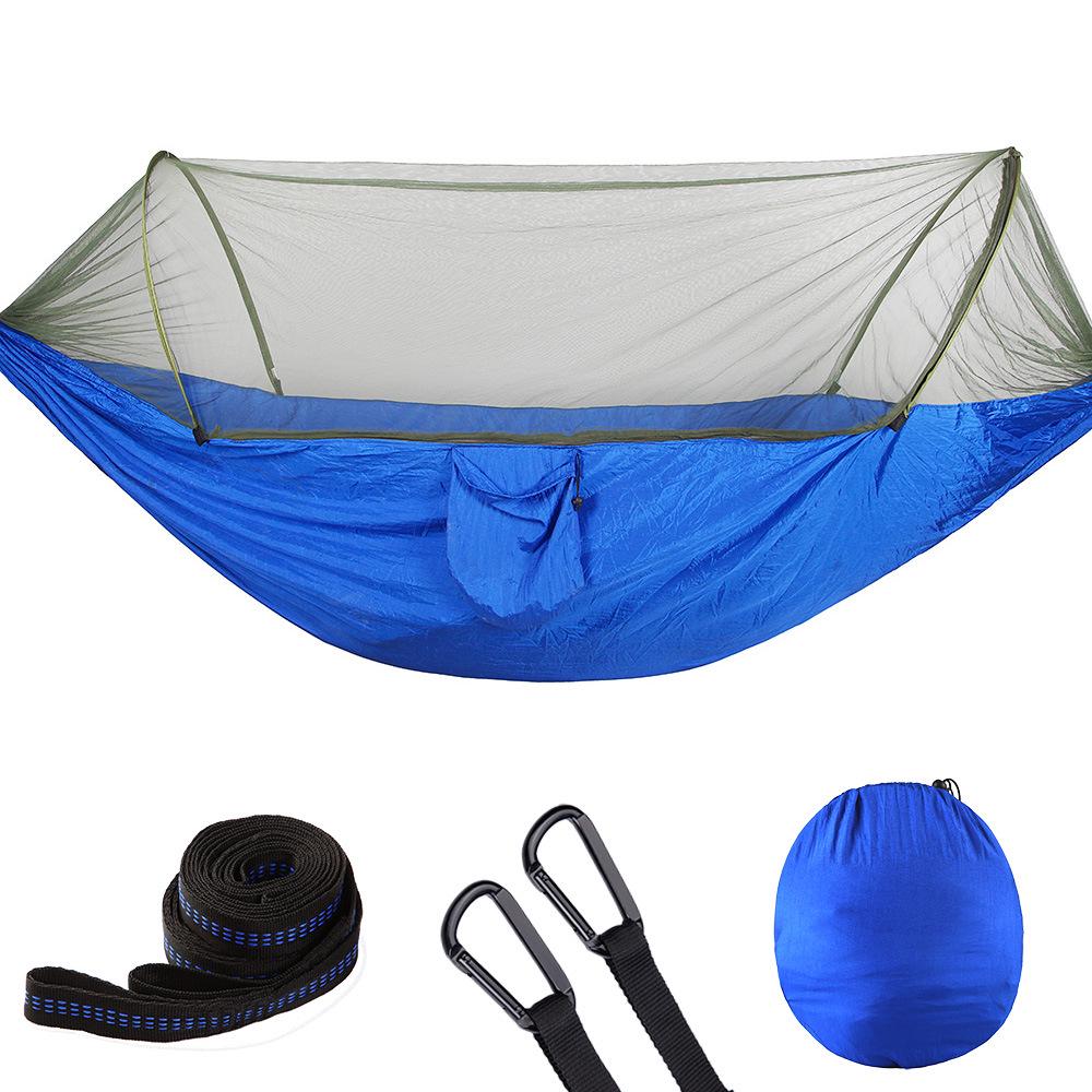 Quick-Open Mosquito-Proof Outdoor Hammock: Encrypted Mesh Parachute Nylon with Mosquito Net for Single/Double Camping