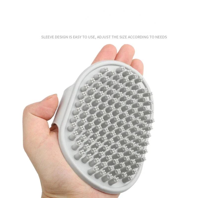 Dog Shampoo Brush Pet Bathing Brush Soft TPR Dog Scrubber With Ring Handle Massage Brush For Dog Shower Ergonomic Dog Bathing