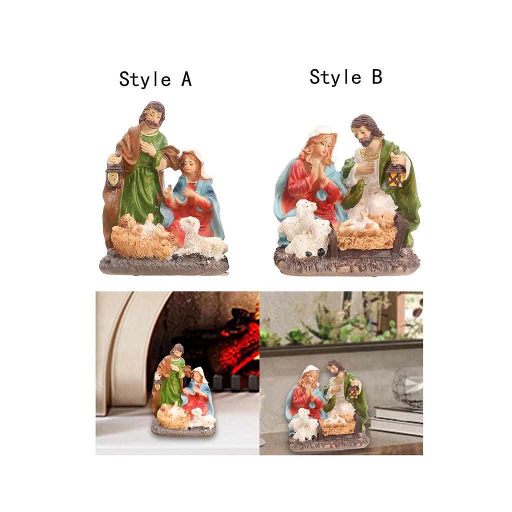 Christmas Statue Artwork Jesus Birth Figurine for Office Bedroom Living Room