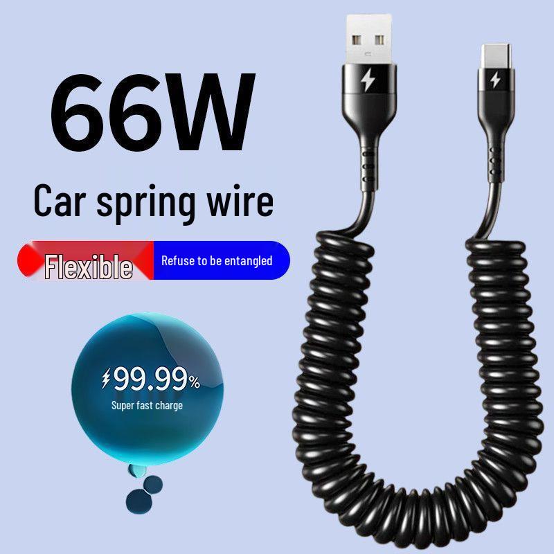 Huawei Honor Type-C Fast Charge Retractable Spring Cable for Car Interconnection